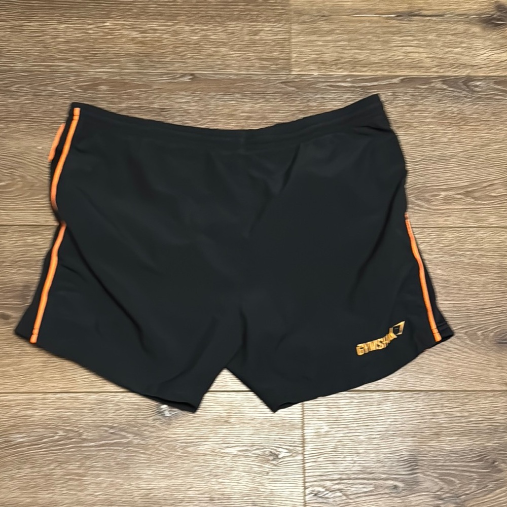 Gymshark Men's Black and Orange Shorts